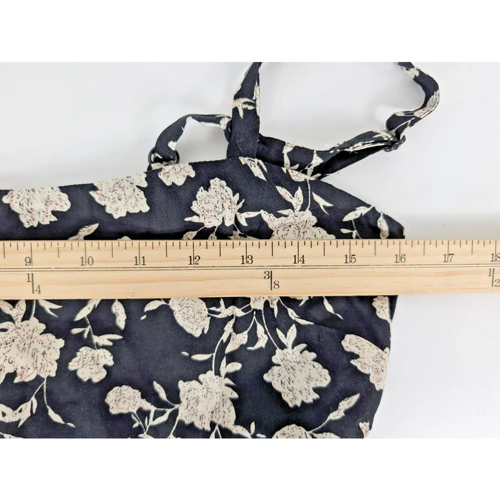 Neuflora Floral Smocked Tiered Ruffle Black Maxi Sz L Prairie Boho Modest Dress - Picture 11 of 13